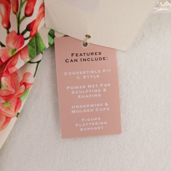 Alex Marie Tankini Top Cream Tropical Floral Blouson Multicolor Strapless Wrap S - Picture 11 of 13